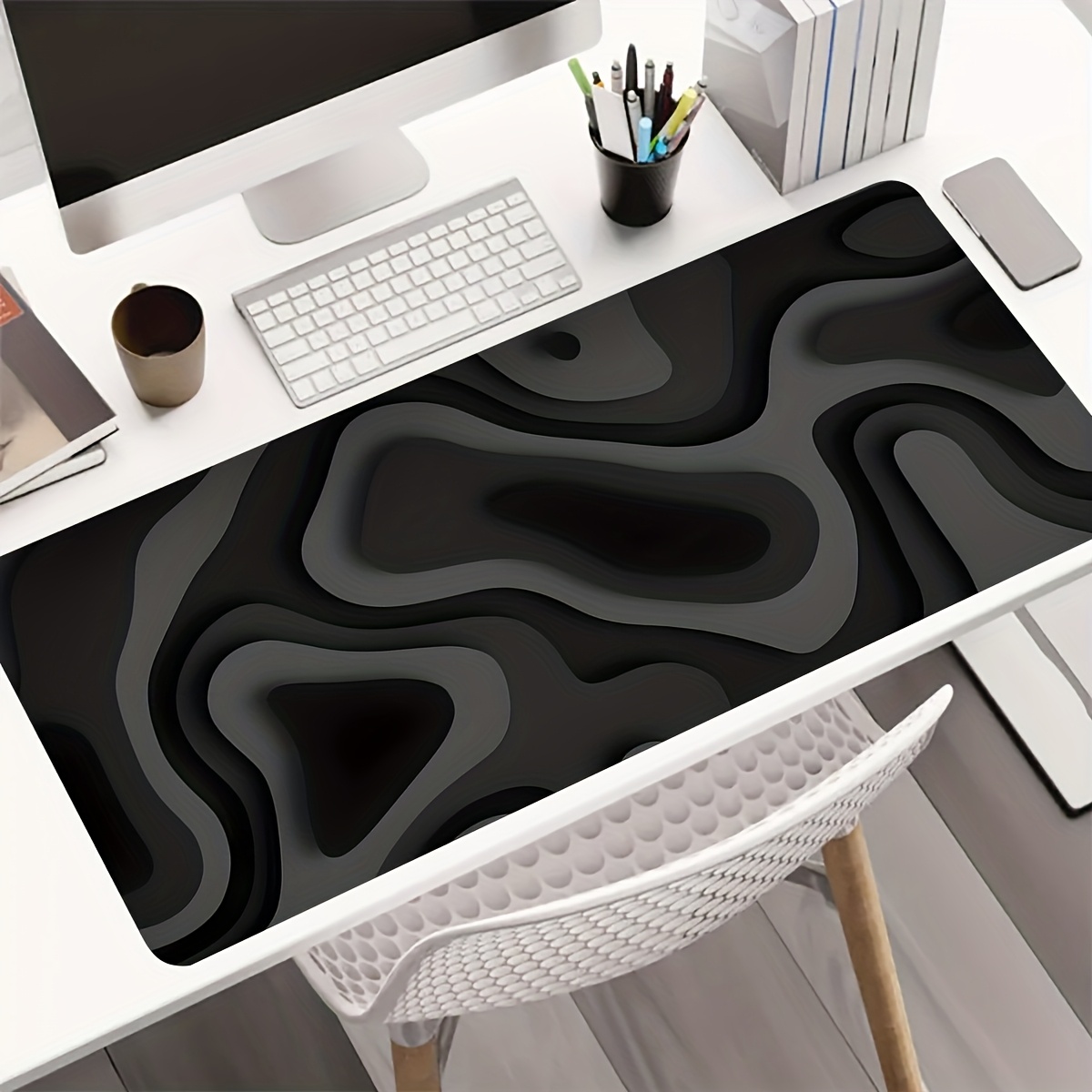 블랙 그레이 스월 디자인 대형 마우스 패드 데스크 매트 - Home Office Layout 리뷰 및 가격